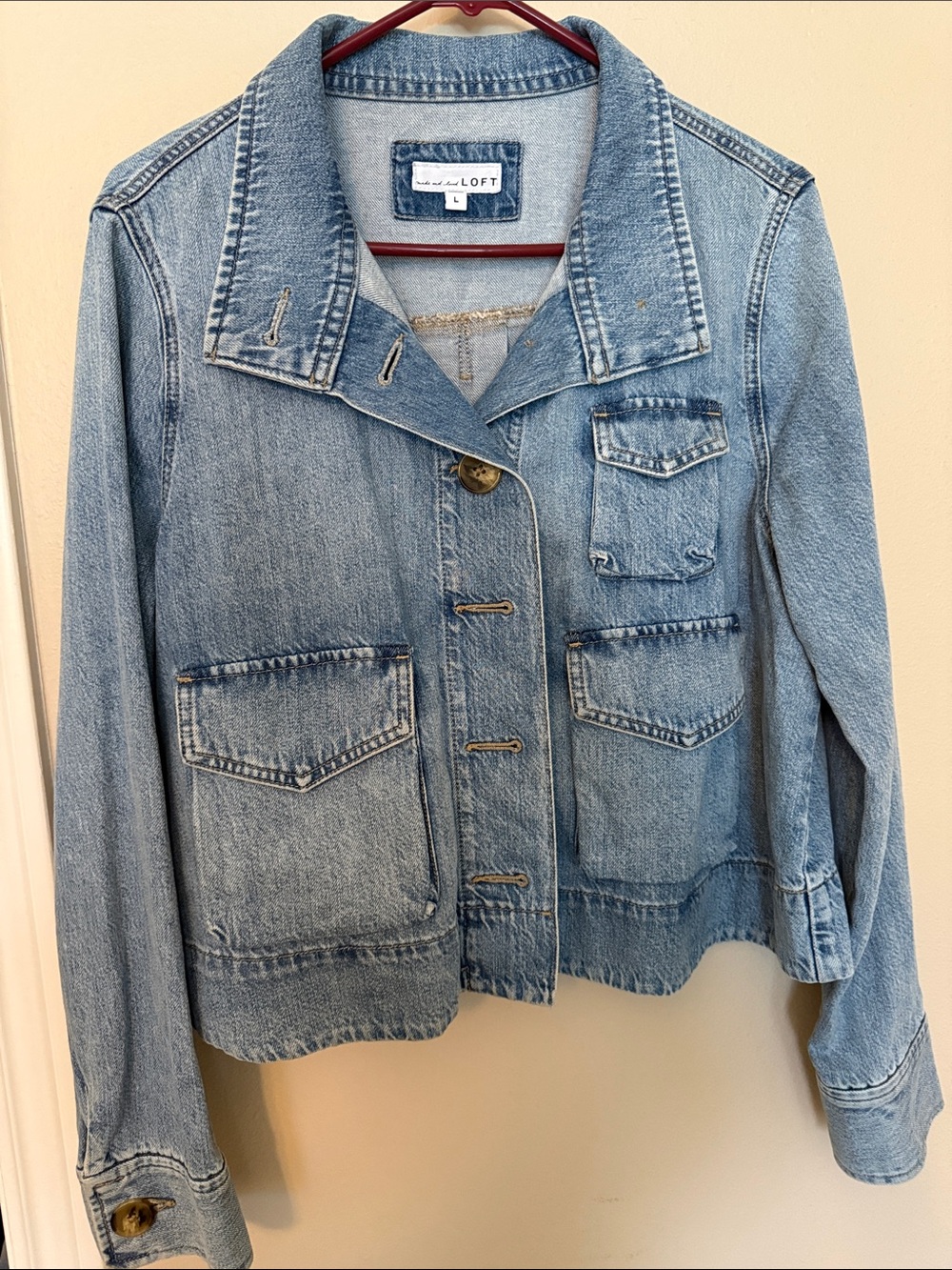LOFT Light Wash Denim Jean Jacket - Faded Blue